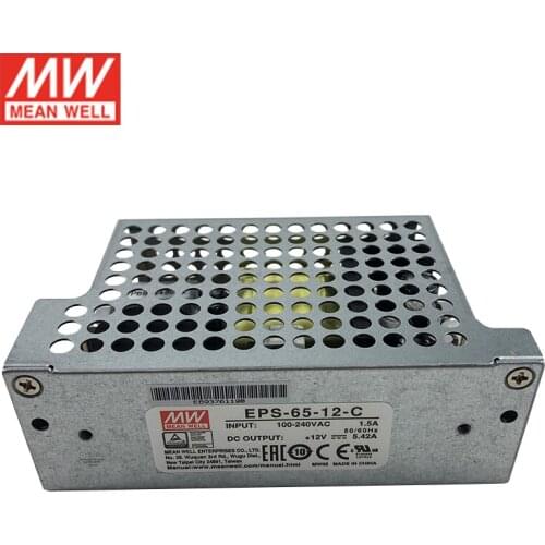 MEAN WELL EPS-65-12-C 65W 12V Switching Power Supply 110V/220VAC to 12V DC 5.42A Enclosed type power unit PSU with Cover
