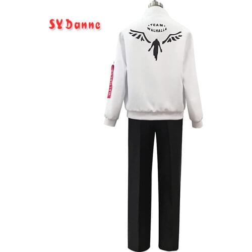 Tokyo Revengers Hanemiya Kazutora Cosplay Costumes White Coat Valhalla Uniform Baseball Coat Mikey Draken Halloween Adults