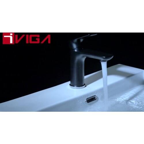 Fancy Water Tap Bathroom Mixer Black And Chrome Single Handle Basin Faucet