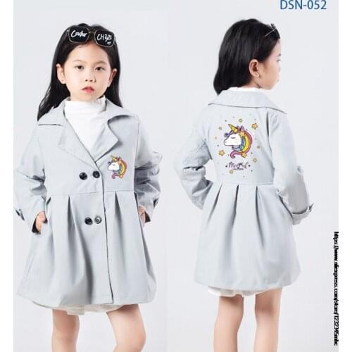 My Little Baby girl pony Spring And Autumn Cute Childrens Jacket Double Breasted Long Princess Dress Travel Costume Siz 110-170