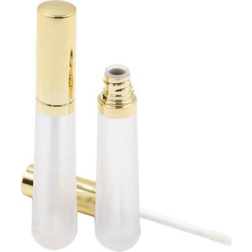 5ml Matte Empty Lip Gloss Tube,DIY Plastic Lipstick Refillable Bottle,Elegant Lip Gloss Tube with Gold Cap F20171979