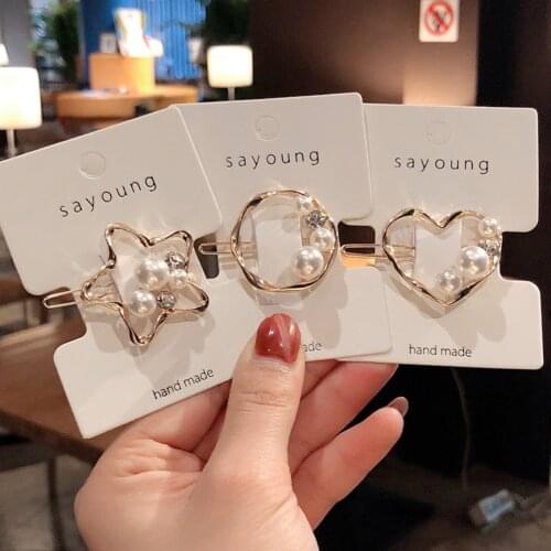 Fashion Metal Love Heart Hair Clip Elegant Star Round Barrette For Women Girls Sweet Hairpins Barrettes Hair Accessories