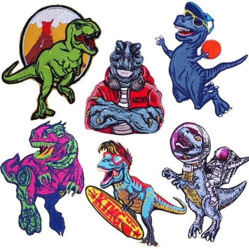 Cartoon Dinosaur Patches For Clothing Thermoadhesive Patches on Clothes Embroidery Patch Sewing For Jacket DIY Badge for Clothes