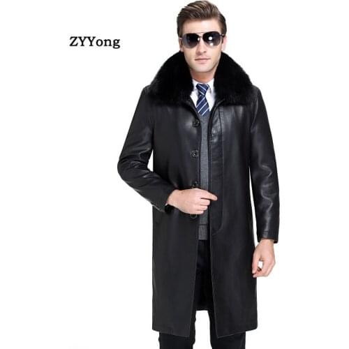 2020 Winter Fleece Men PU Leather Jacket Plus Velvet Warm Male Faux Leather Jackets Fashion Fur Collar
