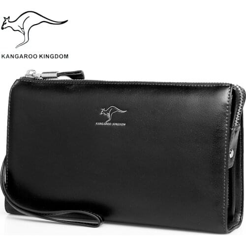 Kangaroo Kingdom Men Bag Brand Handbag Genuine Leather Men Clutch Bags Classic Black Handbags