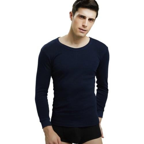 2Pcs/lot Male Autumn Winter Tops Brand Men Thermal Cotton Underwear Long Johns Long Sleeve T-Shirt