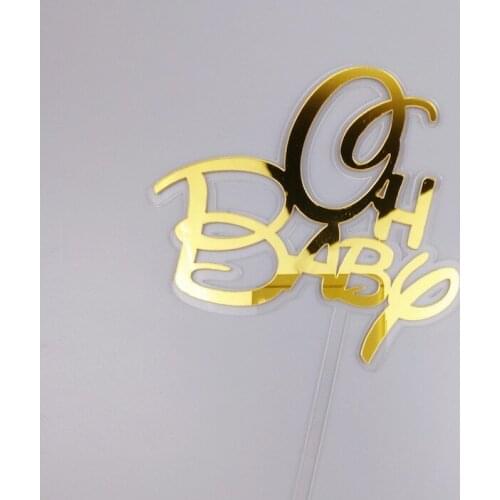 New Oh Baby Acrylic Birthday Cake Topper Gold Pink Birthday Cake Topper for Kids Baby Shower Birthday Party Cake Decorations