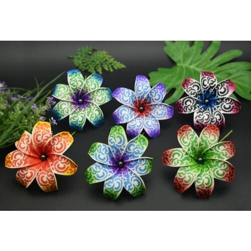 Free Shipping F1143-1 60pcs/ lot 9-10CM 6 colors Foam tiare hair pick women wear hair accessories Hawaii tropical flower