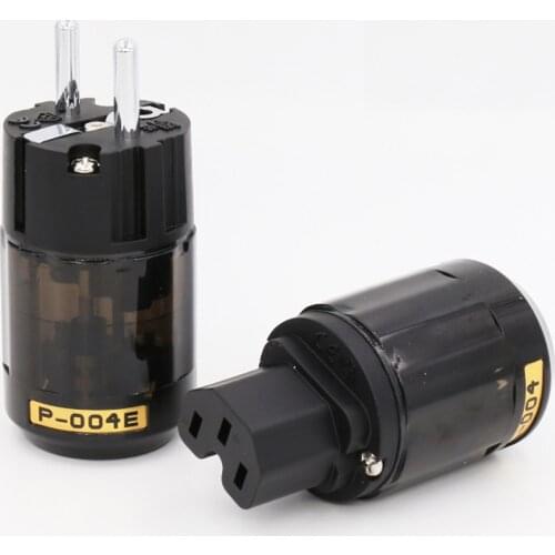 Pair hi-end P-004E Rhodium Plated brass EU version Power Plug & C-004 IEC Connector Plug