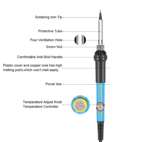 60W adjustable temperature soldering iron internal heating type household electronic welding repair tool electric soldering iron
