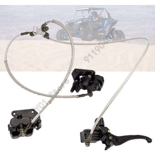 Front Brake Assembly 1 Set Of 2 In 1 Foot Lever Hydraulic Disc Brake Pump For Disc ATV Kart Off-Road Vehicle Scooter Parts