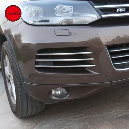 Front Fog Light Lamp Stainless Steel Trim Cover Stickers for VW Touareg 2011-2015 Fog Light Decoration Accessories Car Styling