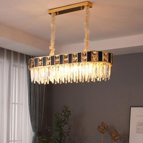 Rectangular modern K9 mixed color crystal chandelier luxury Nordic living room light decorative lighting