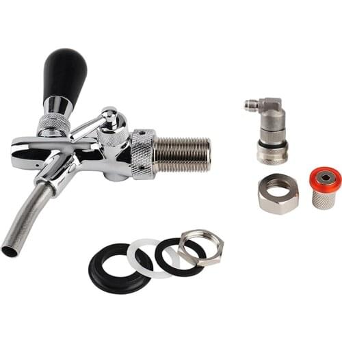 Adjustable Draft Beer Tap Faucet with Flow Controller Chrome Plating Shank with Stainless Steel 304 Liquid ball lock Tap Kit