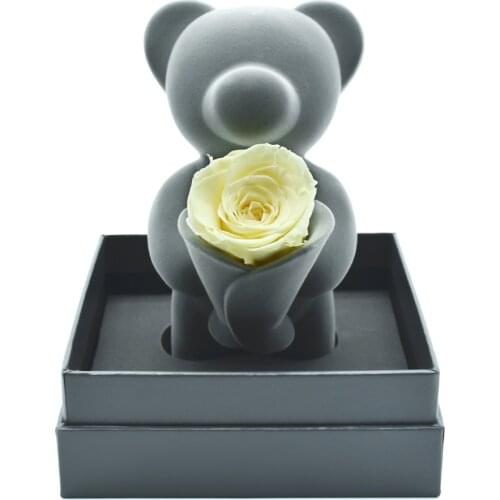 Rose Bear Yellow Forever Flower Valentines Day Gift Holiday Wedding Flowers Art Gift Home Decor Collection