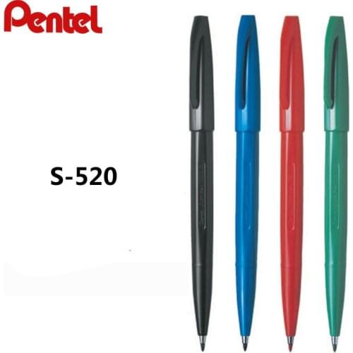 Pentel Colored Brush Pen Art Marker Sign Pen Drawing Water-based Pens School Stationery Office Supplies Fiber Pens 2.0mm S520