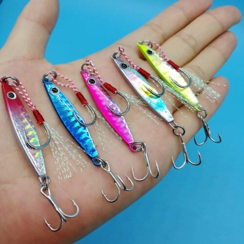 HOOFISH 20PCS/LOT Fishing Metal Jig Lure 7g/10g/14g/17g/21g/30g Micro Jigging Artificial Hard Bait Fishing Tackle