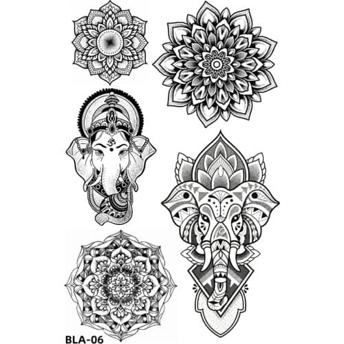 Owl/Lotus/Elephant God Waterproof Temporary Tattoos Sticker Lotus Flower Tattoo Body Art fake tattoo sleeve tatoo