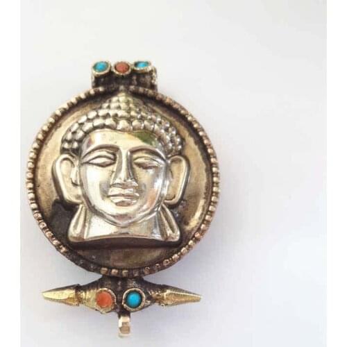 TGB030 Tibetan Prayer Box Amulet Pendants Meditation Buddha FO Copper