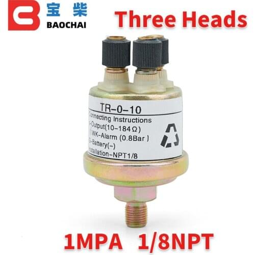 Three heads terminal diesel generator set oil pressure sensor 10bars alarm plug
