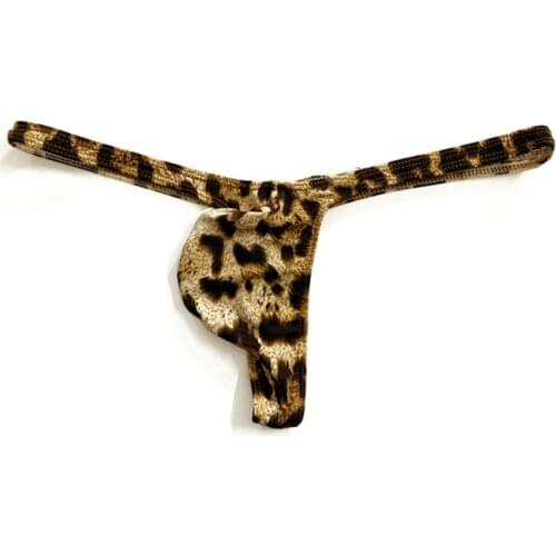 Men Sexy Low Rise Briefs Thong G-String T-Back High Stretch Lingerie Underwear Mens Sexy Leopard Underwear High Stretch