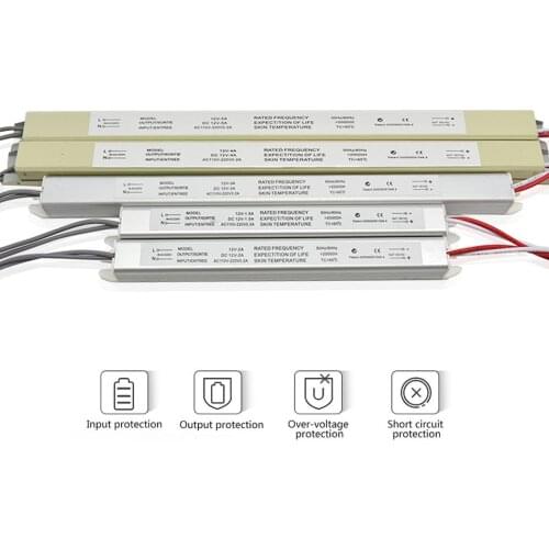 Ultra Thin LED Power Supply DC12V 18W 25W 36W 48W 60W Lighting Transformers AC110-220V Driver for LED Strips Advertising Board