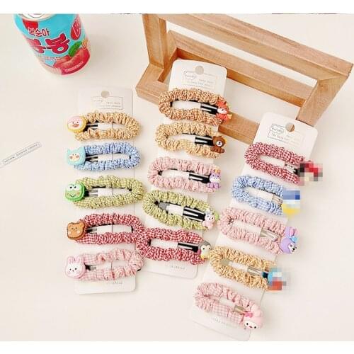 5 Pcs/Set Children Cute Cartoon Fruit Ornament Hair Clips Girls Lovely Plaid Hollow Barrettes Hairpins Kids Hair Accessories