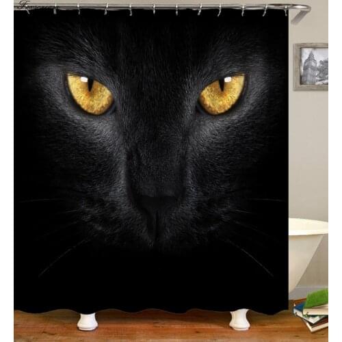 Cat shower curtains Black bathroom shower curtain 3D fabric shower curtain funny waterproof shower curtain cortina de ducha