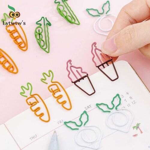 10 Pieces Lytwtws Cartoon Creative Carrot Metal Office School Supplies Cute Paper Clips Gift