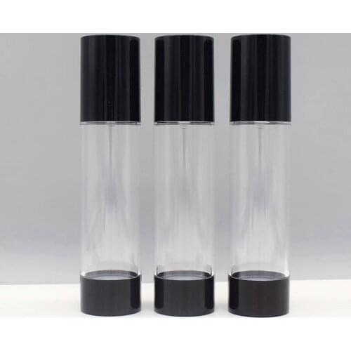 100ml airless bottle black pump bottom lid clear body lotion/emulsion/foundation/essence/oil/serum Cosmetic Container