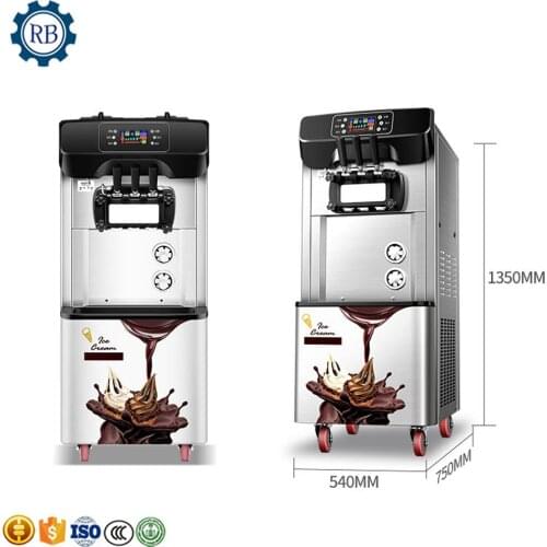 220v low noise ice cream making machine commercial soft ice cream machine with 3 different flavors