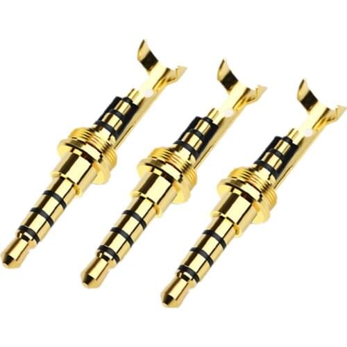 3.5mm 4 Poles Audio Plug Pure Copper Gold-Plated Minijack For Soldering DIY Earphone Wire Connector HiFi Balanced Plugs Adapter