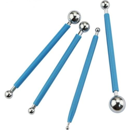 4pcs Fondant Cake Decorating Clay Flower Sugar Craft Ball Modelling Tool stick