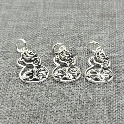 10 Pieces 925 Sterling Silver Lotus Flower Charms w/ Gourd Shape for Bracelet