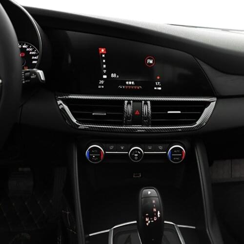 Carbon Fiber Pattern Central Control Air Outlet Decorative Cover Interior Decoration Accessories for Alfa Romeo Giulia