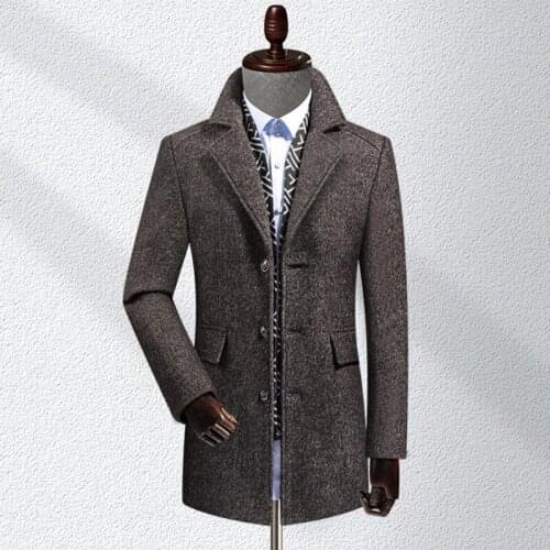 Men woolen Overcoat Winter Mens Slim Overcoats Dust Coat Suit Mens Trench wool coats jacket Male Outerwear Greatcoat XXXL Tops