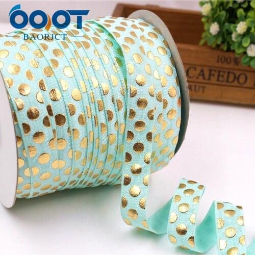 5/8'' 16MM hot gold print Dots Elasticity ribbon ,10 yards DIY handmade hair accessories Material 176083