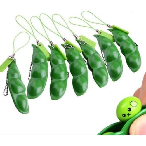Fidget Toys Decompression Edamame Toys Squishy Squeeze Peas Beans Keychain Cute Stress Adult Toy Rubber Boys Xmas Gift