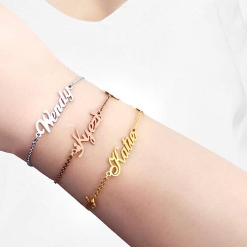 Dainty Name Chain Bracelets Women Child Personalized Custom Jewelry Stainless Steel Friendship Bracelet Femme Baby Birthday Gift