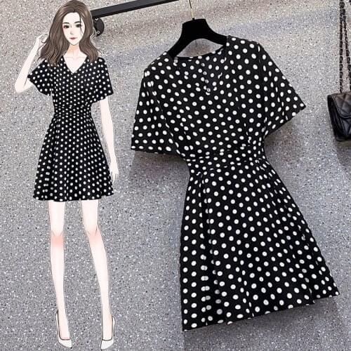Kekeplus Elegant Women Polk Dot Short Sleeve Official Dress Vintage Ladies Proficial Work Wear OL Slim Dresses Oversized 18269