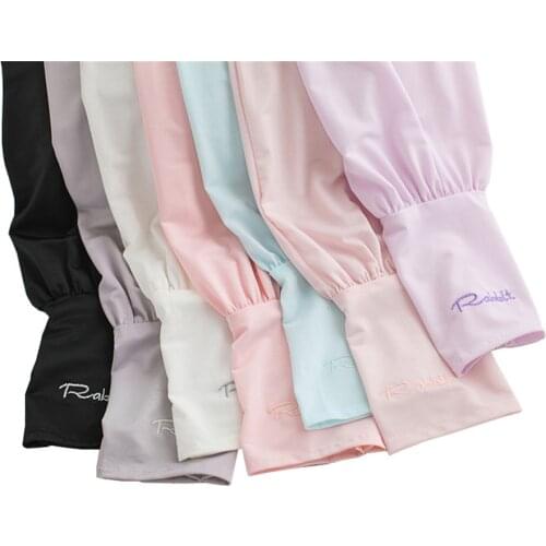 Summer Loose Sun Protection Sleeves Women Driving Ice Silk Thin Uv Embroidered Ice Arm Sleeve Gloves