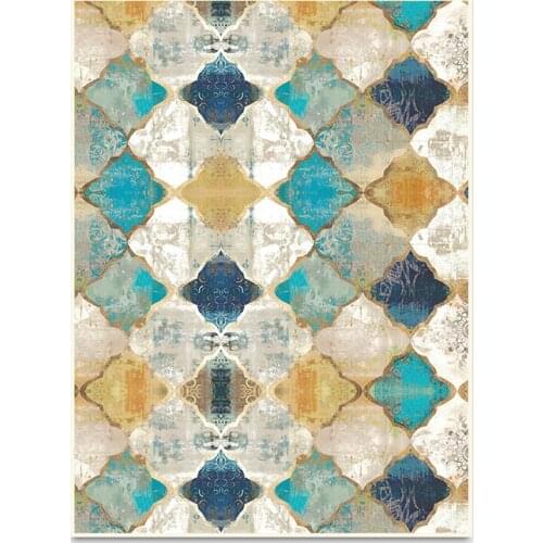 Moroccan Bohemia Rug Carpet Bedroom Living Room Decoration Customize Crystal Velvet Colorful Geometric Large Size Flannel Soft