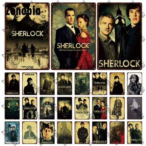 Sherlook Metal Poster Plaque Vintage Metal Sign Tin Sign Actor Metal Sign Actor Tin Sign Wall Art Decoration for Bar Pub Decor