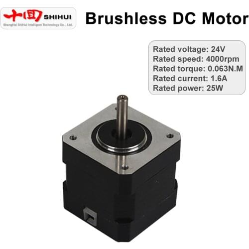 NEMA17 42BLF20 Miniature Brushless Motor 25W 1.6A 0.063N.m 4000rpm 24V DC Motor