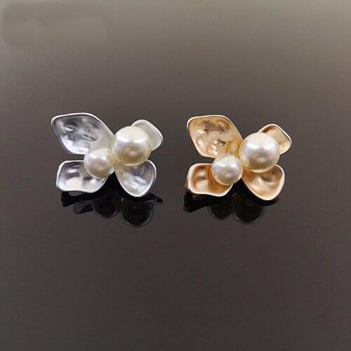 20 PCS 20*24mm Fashion Metal Alloy KC Gold Rhodium Pearl Flowers Connectors Charm For Jewelry Making