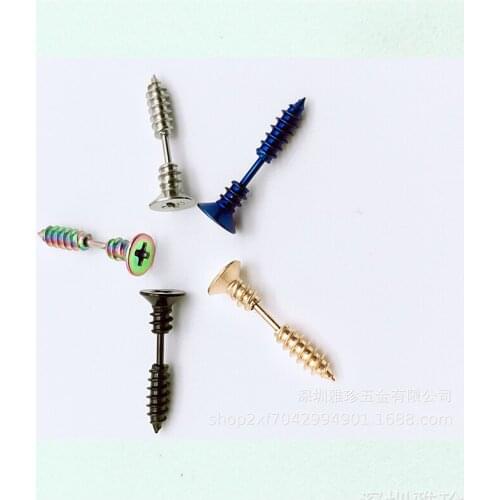 Earring men Stainless Steel Gold earring Black Blue Multicolor men Earrings Steampunk Fashion Hip Hop Rock Ear Hole Wholesale