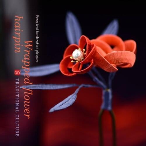 Hand wrapped flowers DIY kit material hairpin hair accessories silk wire copper wire easy to learn traditional crafts