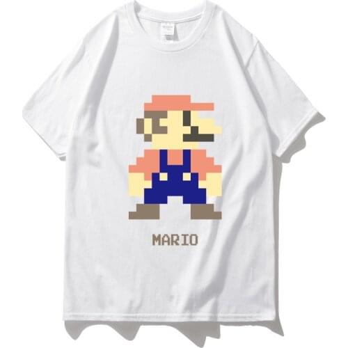 Super Mario Game Anime Peripheral 2021 New Fashion Summer Super Mario Short Sleeve Loose Mens T-shirt Tide Brand