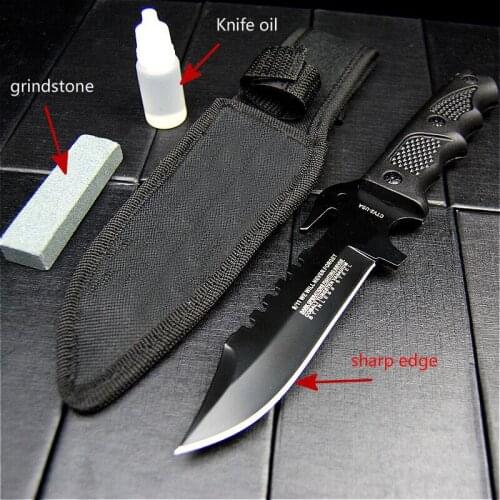 Black outdoor tactical straight knife distribution scabbard bush hunting straight knife north American quality knife