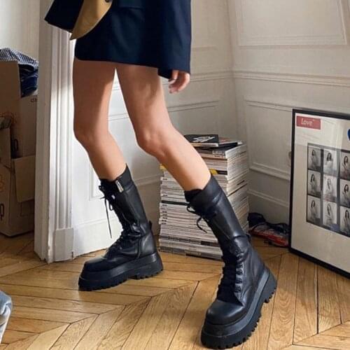 Autumn Knee-High Boots Women Fashion Motorcycle Boots Female Winter Boots Women Platform Shoes Women Knight Boots botines mujer